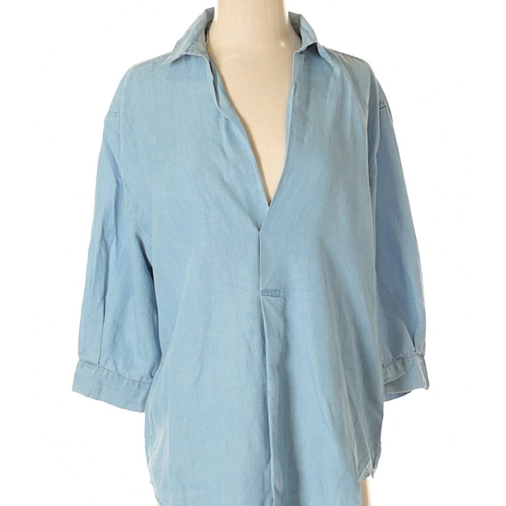 ZARA ⚬ Soft blue chambray tunic